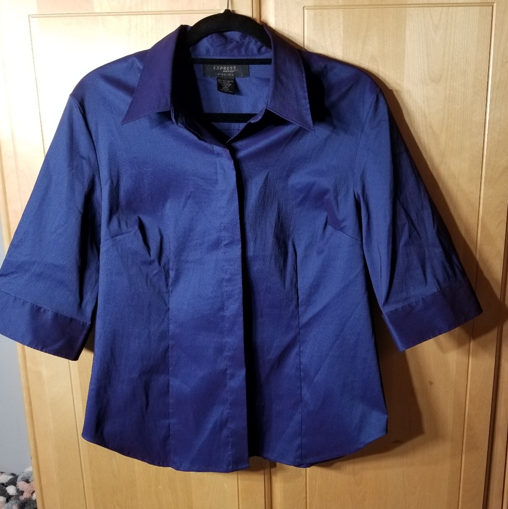 NWOT - Express Blue/Purple Iridescent Dress Shirt